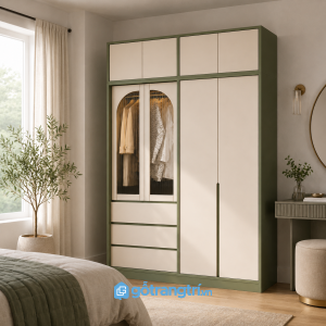Tủ quần áo màu xanh rêu 4 cánh GHS-5001 GHS-5001