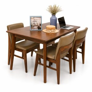 Bộ bàn ăn Kudo Edit Walnut hiện đại GHC-4117