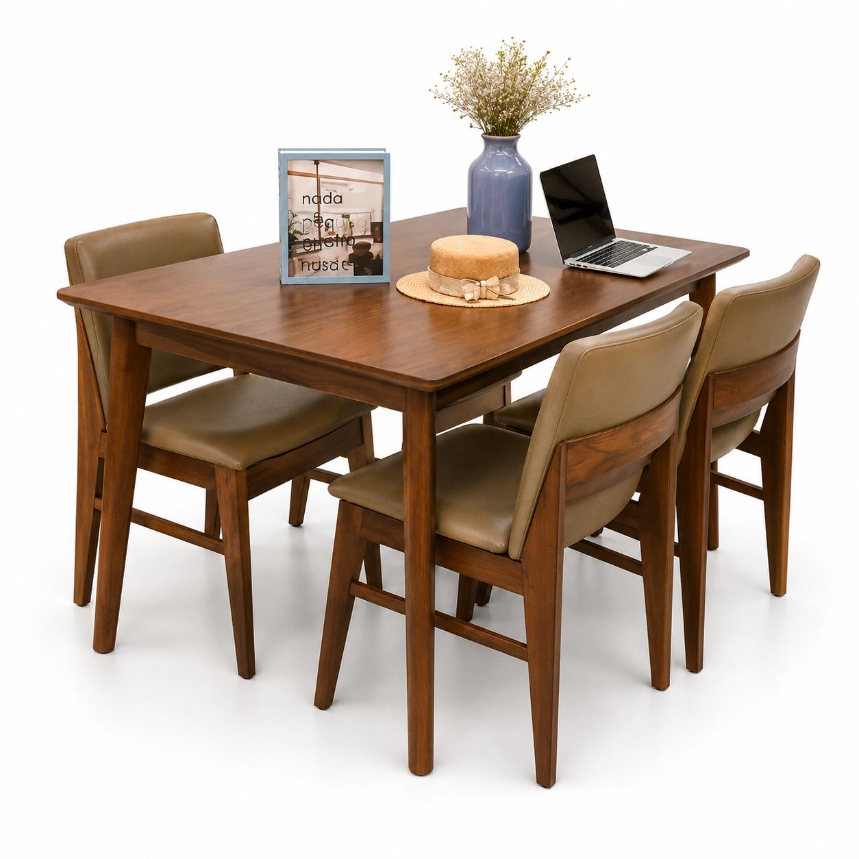 Bộ bàn ăn Kudo Edit Walnut hiện đại GHC-4117
