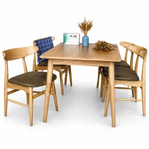 Bộ bàn ăn Lunar Natural trang nhã GHC-4122 (gỗ cao su 4 ghế)