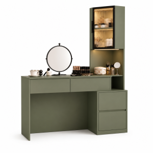 Bàn trang điểm liền tủ kính màu xanh olive hiện đại GHS-4009
