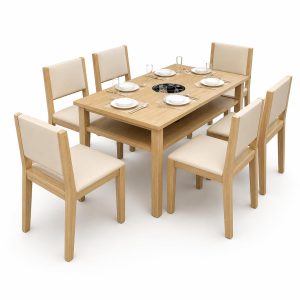 Bàn ăn Gỗ sồi tự nhiên, Ghế Gỗ GHS-4123