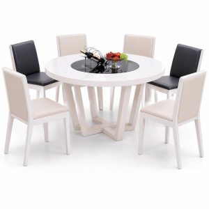 Bộ bàn tròn gỗ tự nhiên 4 ghế GHS-4175 (sơn phủ bóng 2K)
