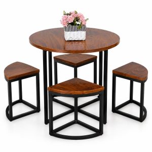 Bàn ăn tròn, bộ bàn ăn 4 ghế GHS-4345