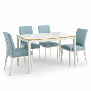Mẫu bàn ăn đẹp GHS – 4428 (gỗ mdf sơn, mặt kính)