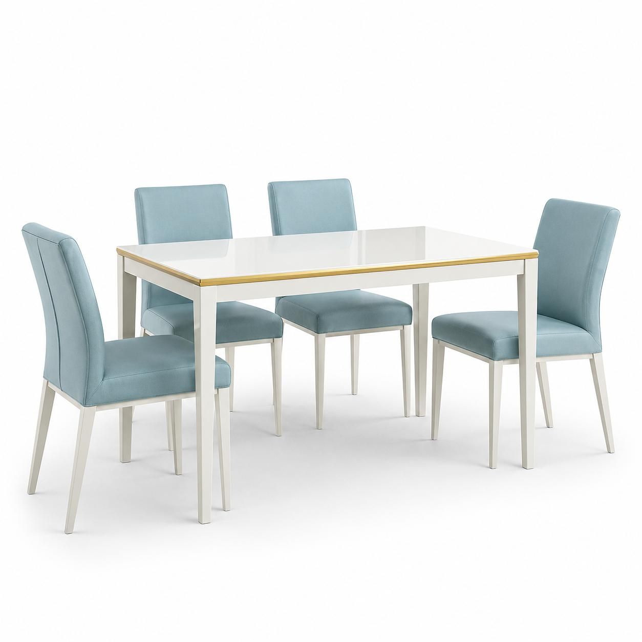 Mẫu bàn ăn đẹp GHS – 4428 (gỗ mdf sơn, mặt kính)