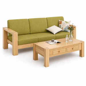 Sofa văng gỗ tự nhiên, sofa văng nỉ GHS-844