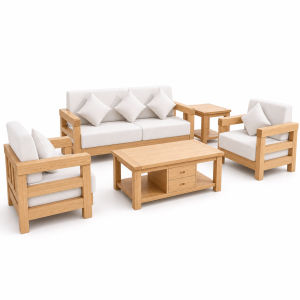 Bộ sofa Gỗ sồi tự nhiên, nệm Nỉ GHS-898