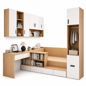 Thiết kế phòng ngủ nhỏ có bàn làm việc GHS-9415