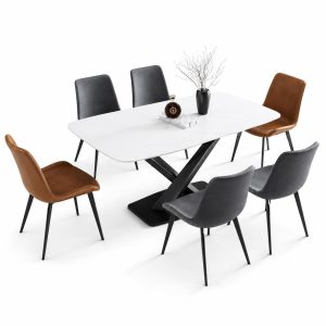 Bàn ăn chân chữ V mặt đá GHX-41222