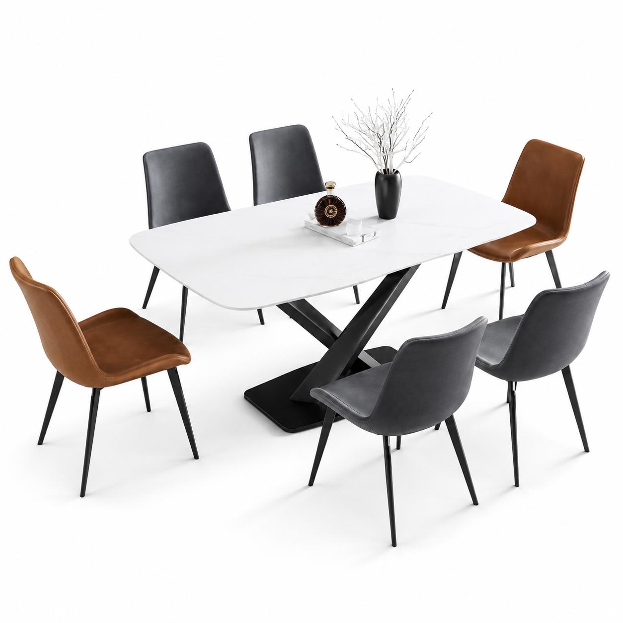 Bàn ăn chân chữ V mặt đá GHX-41222