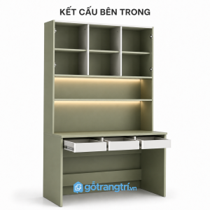 Bàn Học Liền Giá Sách Màu Xanh Olive GHS-4006 - hình ảnh thực tế 1