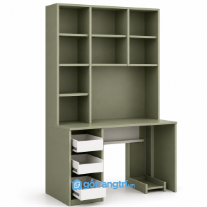 Bàn học liền giá sách màu xanh rêu GHS-4003 - hình ảnh thực tế 1