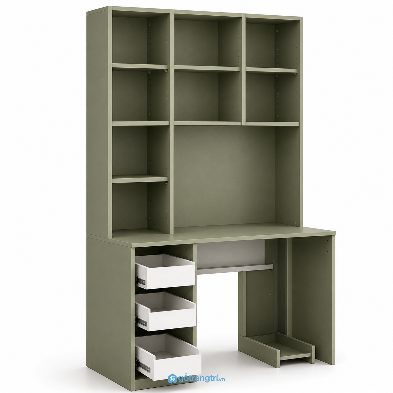 Bàn học liền giá sách màu xanh rêu GHS-4003 - hình ảnh thực tế 1 Bàn học liền giá sách màu xanh rêu GHS-4003 - hình ảnh thực tế 1