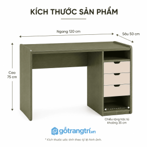 Bàn làm việc có hộc tủ 3 ngăn giúp tối ưu không gian học tập và làm việc