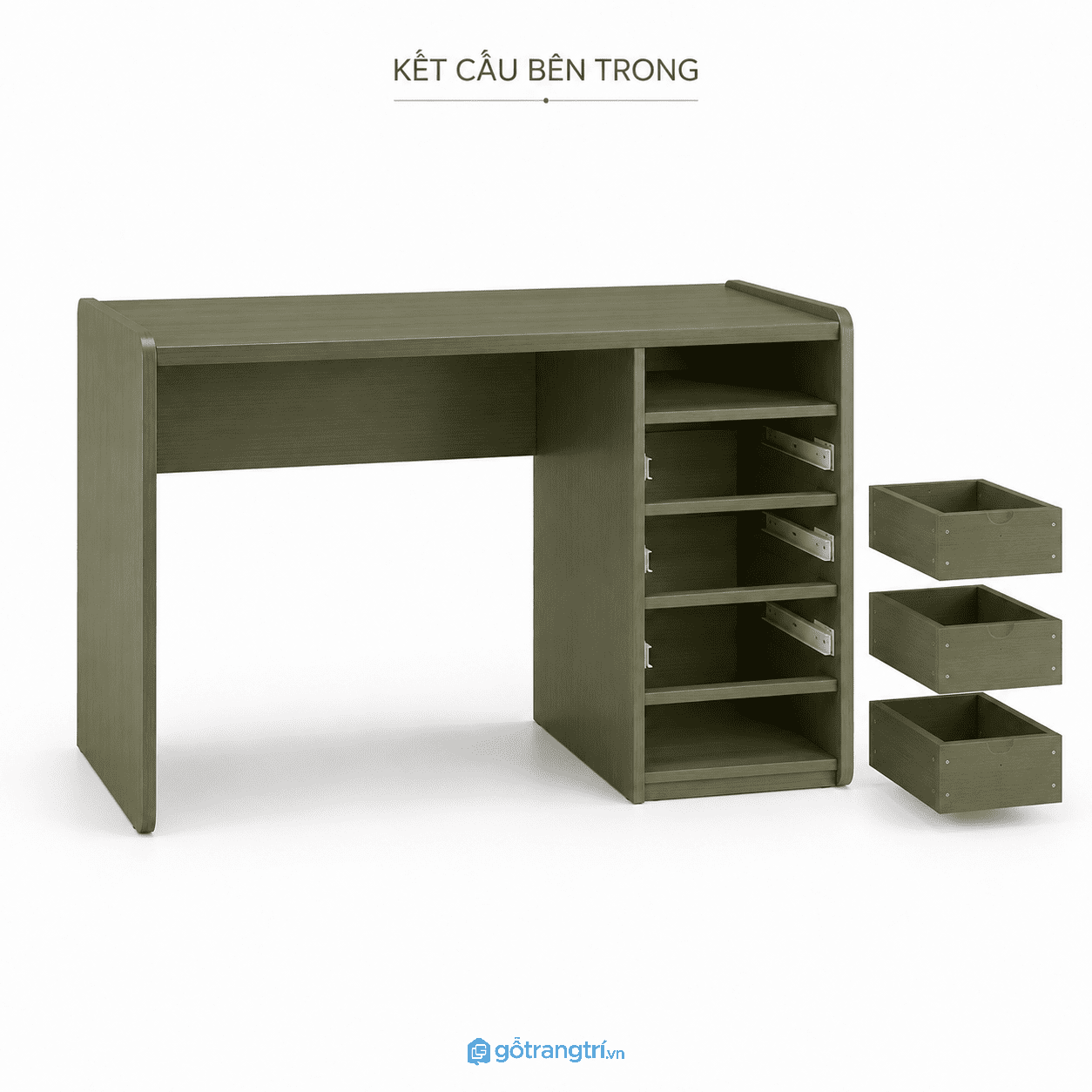 Bàn làm việc có hộc tủ 3 ngăn hiện đại 120cm GHS-4014 - hình ảnh thực tế 1