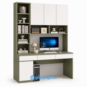 Bàn làm việc liền tủ treo màu xanh olive hiện đại GHS-4008 - 2000x500x1600mm - Xanh olive - GHS-4008