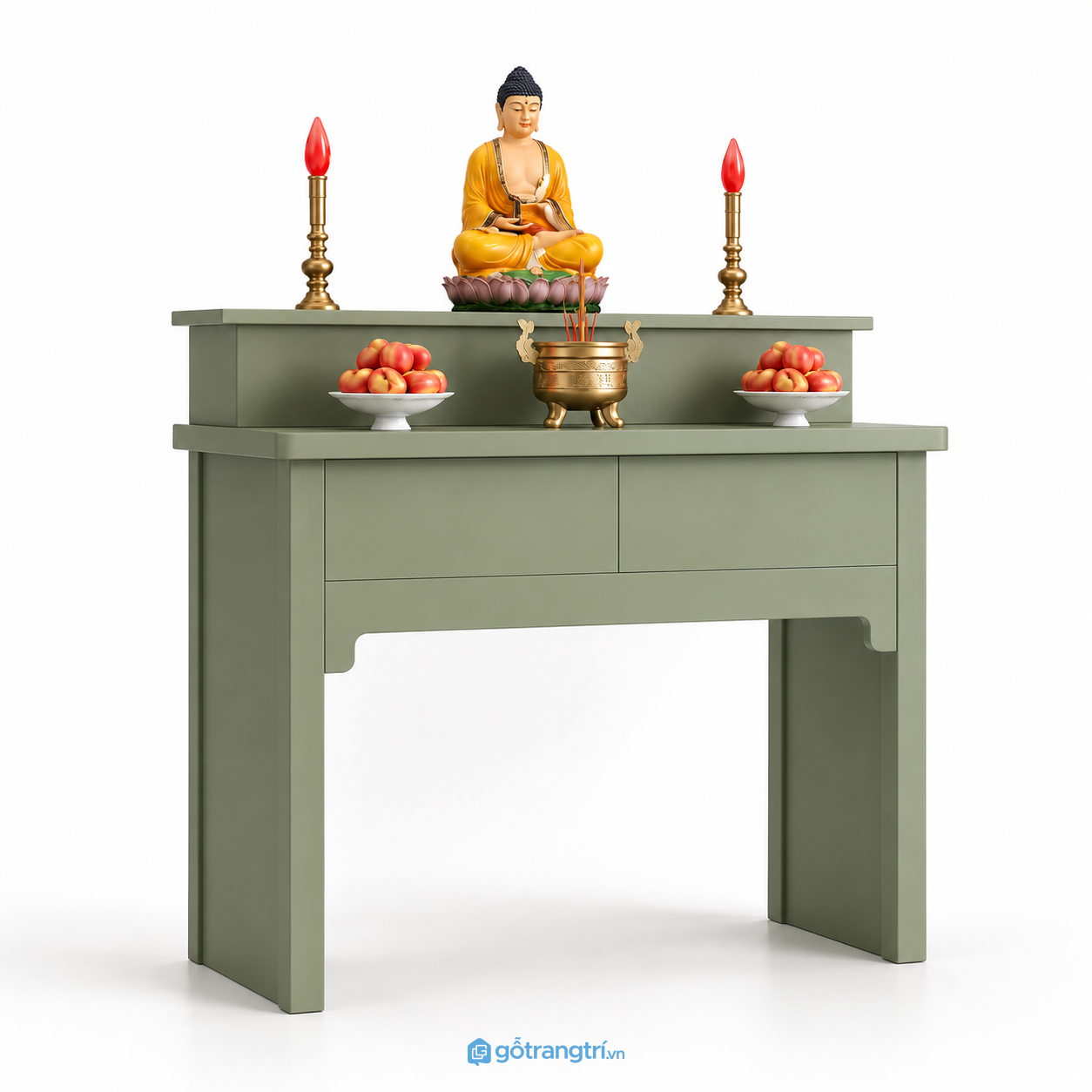 Bàn thờ Phật đứng màu xanh sage hiện đại đẹp GHS-5040 - 127x610x127cm - Xanh olive - GHS-5040