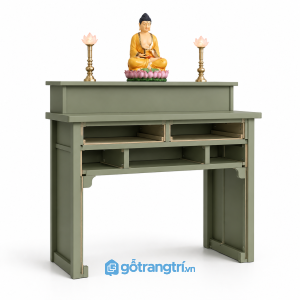 Bàn thờ Phật đứng màu xanh sage hiện đại đẹp GHS-5040 - hình ảnh thực tế 1