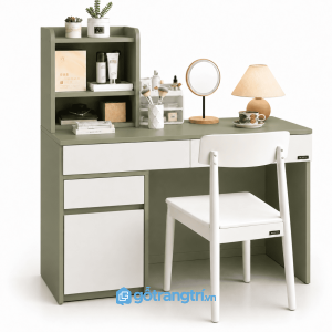 Bàn trang điểm liền bàn làm việc xanh olive GHS-4012 - 100x500x140cm - Xanh olive - GHS-4012a
