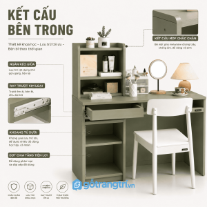 Bàn trang điểm liền bàn làm việc xanh olive GHS-4012 - hình ảnh thực tế 1