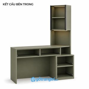 Bàn trang điểm liền tủ kính màu xanh olive hiện đại GHS-4009 - hình ảnh thực tế 1