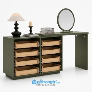 Bàn trang điểm liền tủ kính màu xanh olive hiện đại GHS-4010 - hình ảnh thực tế 1