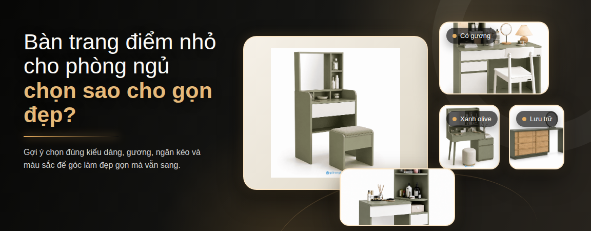 Bàn trang điểm nhỏ cho phòng ngủ: chọn sao cho gọn đẹp và tiện dùng? - cover cao cấp 1152x450