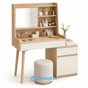 Bàn trang điểm xanh olive có gương kệ hiện đại GHS-4011 - 110x45x140cm - Vân gỗ nhiều màu tùy chọn - Chat Zalo - GHS-4011b