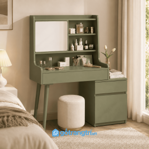 Bàn trang điểm xanh olive có gương kệ hiện đại GHS-4011 - 110x45x140cm - Xanh olive - GHS-4011a