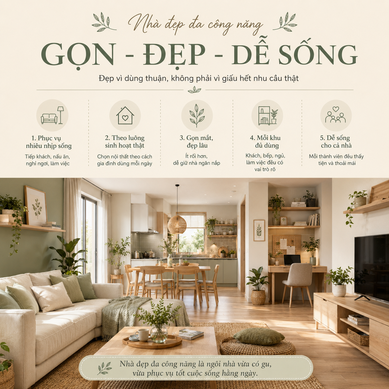 Nhà đẹp đa công năng: bố trí nội thất sao cho gọn, đẹp và dễ sống?