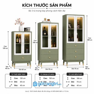 Tủ trưng bày phòng khách cánh kính đẹp, tiện lưu trữ
