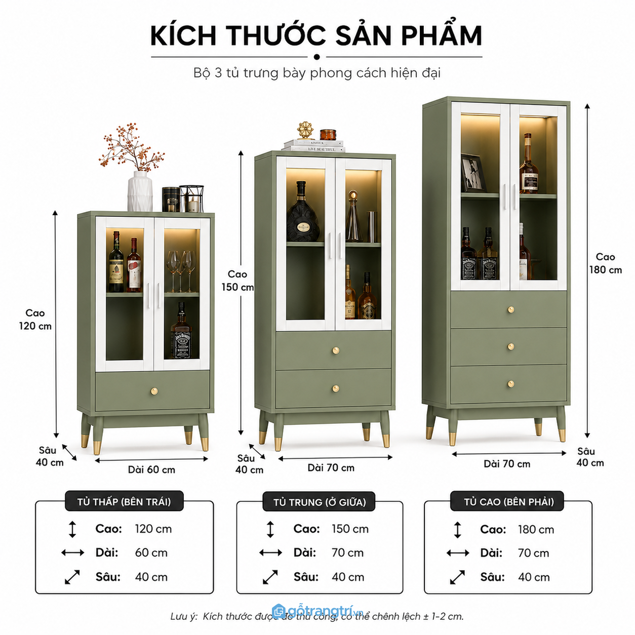 Tủ trưng bày phòng khách cánh kính đẹp, tiện lưu trữ
