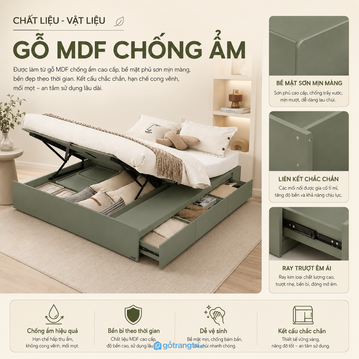 Chất liệu bền đẹp, chịu lực tốt Chất liệu bền đẹp, chịu lực tốt