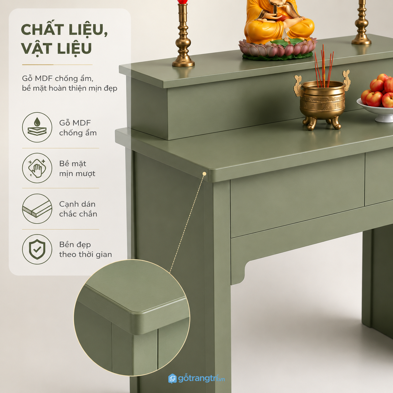 Chất liệu bền đẹp, chống ẩm tốt