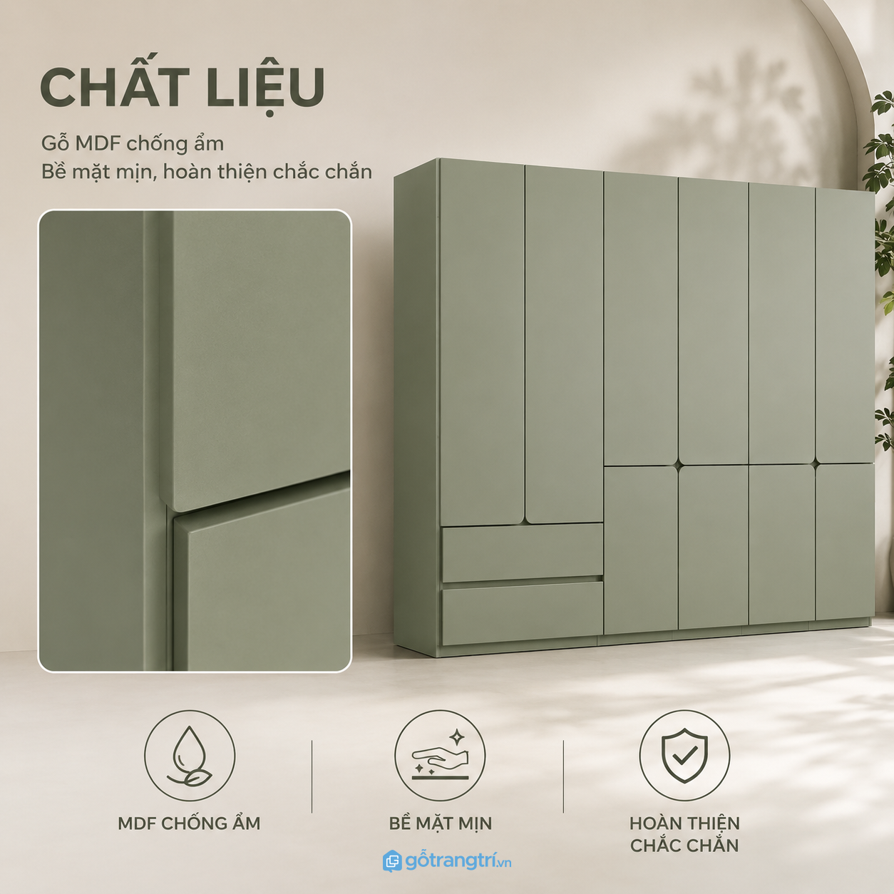 Chất liệu bền đẹp đáp ứng nhu cầu sử dụng lâu dài