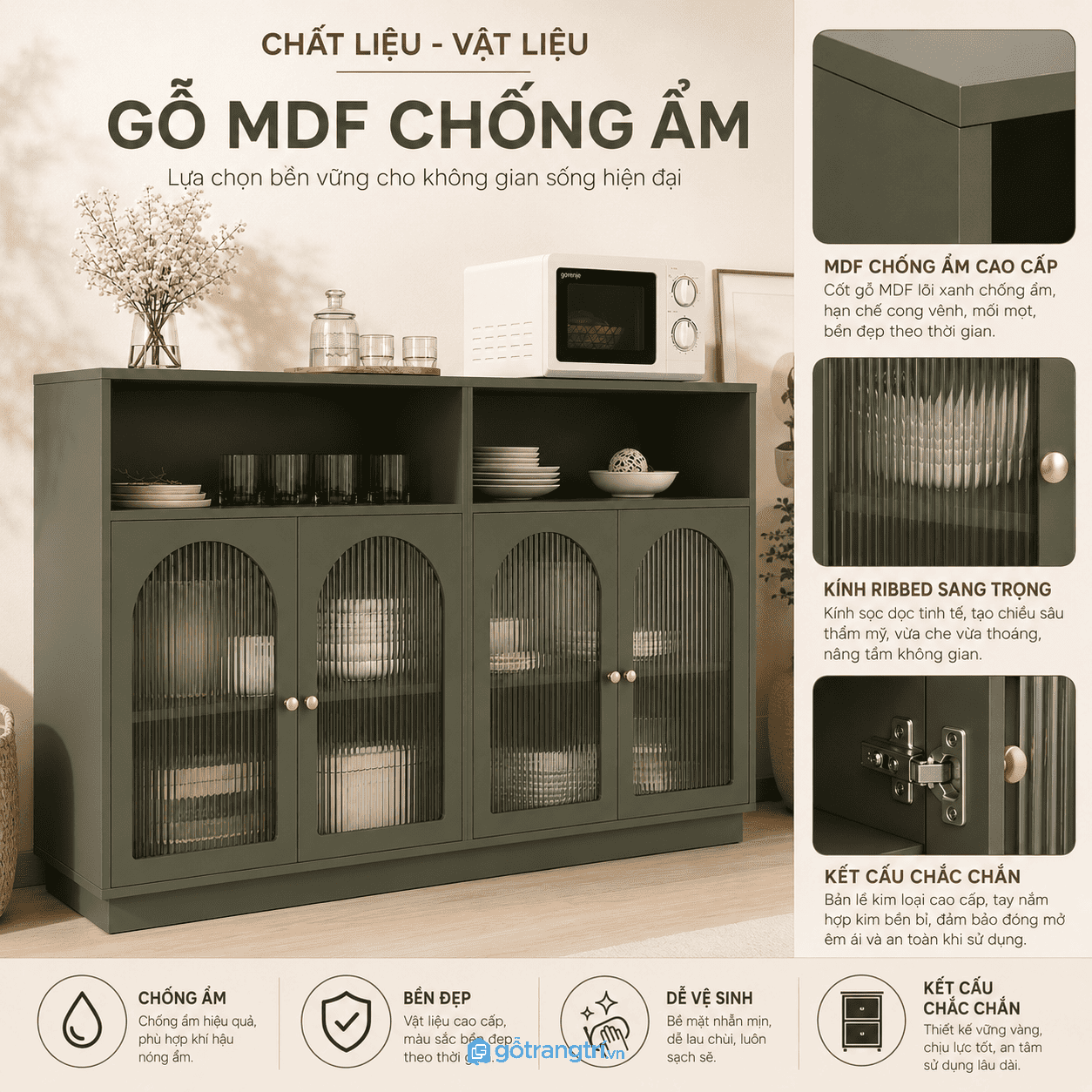 Chất liệu bền đẹp, dễ vệ sinh