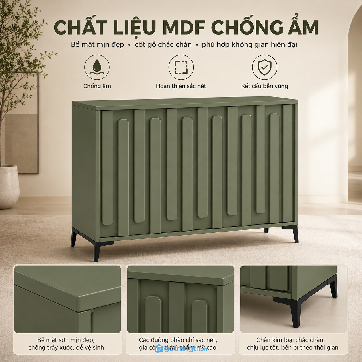 Chất liệu bền đẹp, hạn chế ẩm mốc Chất liệu bền đẹp, hạn chế ẩm mốc