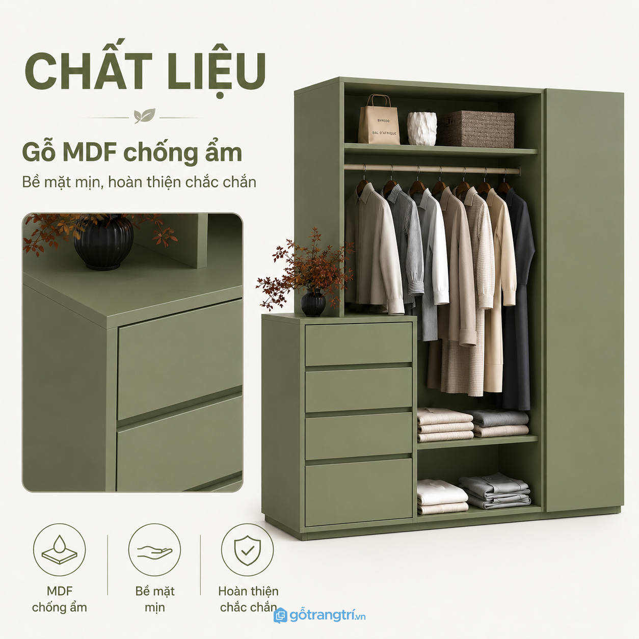 Chất liệu bền đẹp, phù hợp điều kiện sử dụng lâu dài Chất liệu bền đẹp, phù hợp điều kiện sử dụng lâu dài