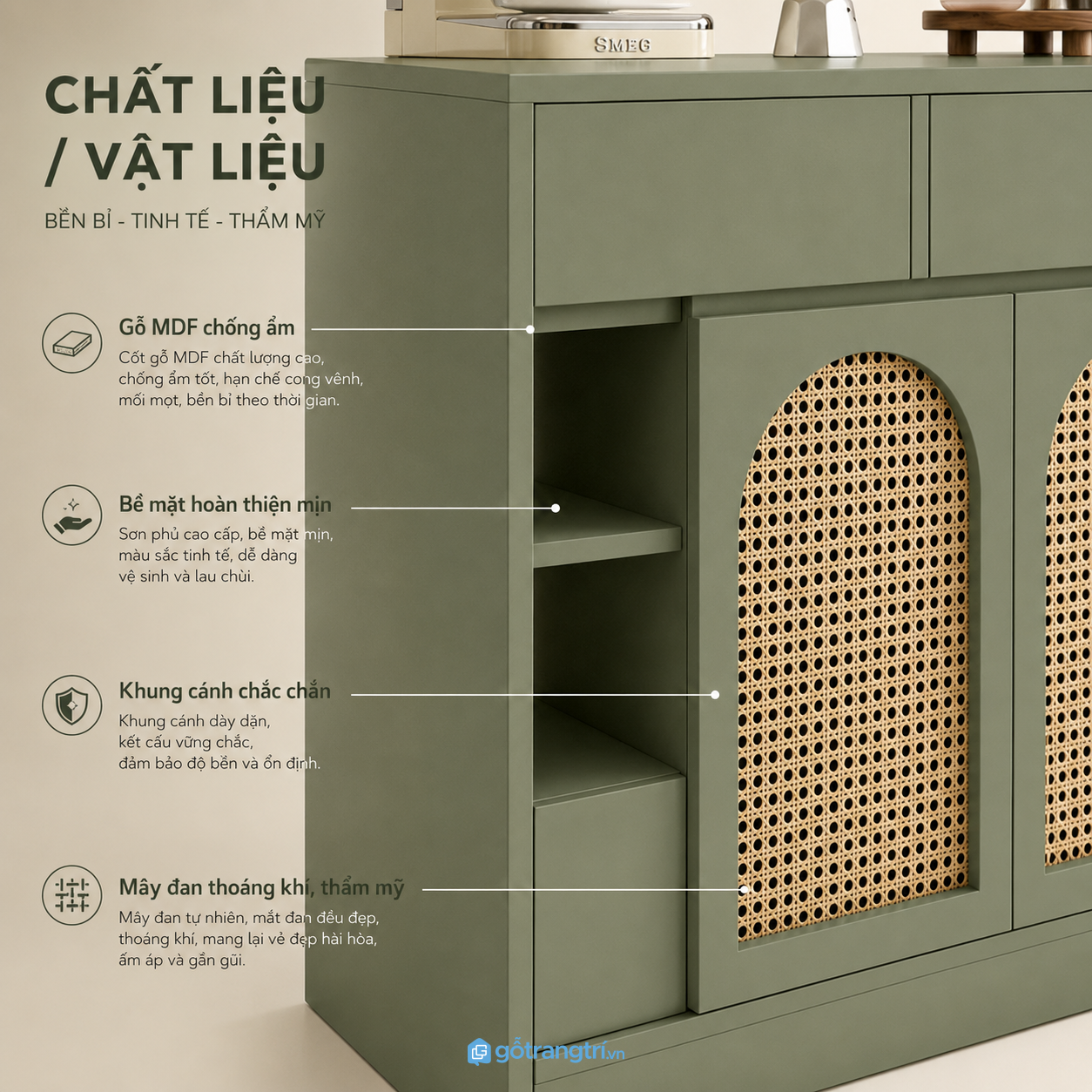 Chất liệu bền đẹp phù hợp sử dụng lâu dài Chất liệu bền đẹp phù hợp sử dụng lâu dài