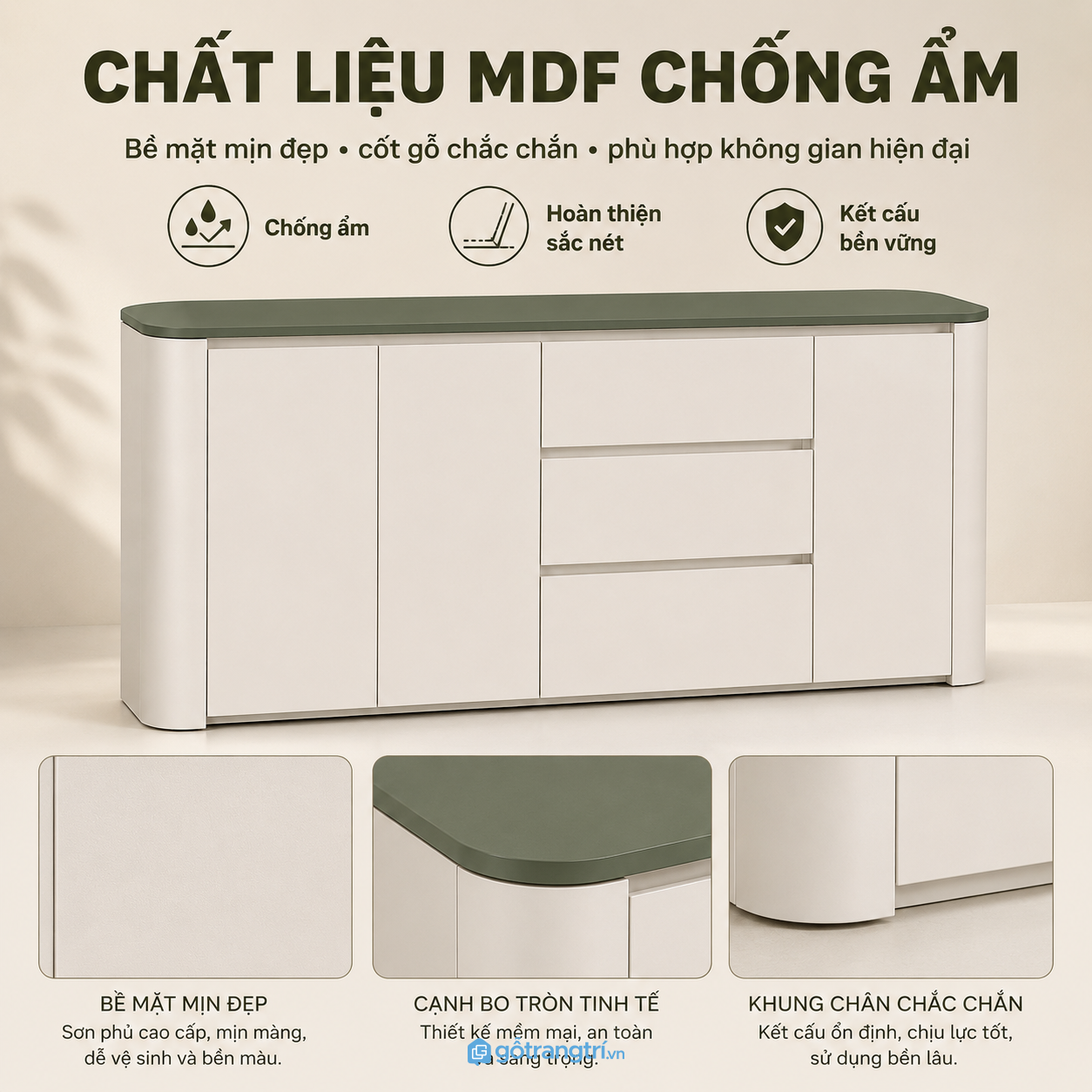 Chất liệu bền đẹp phù hợp sử dụng lâu dài