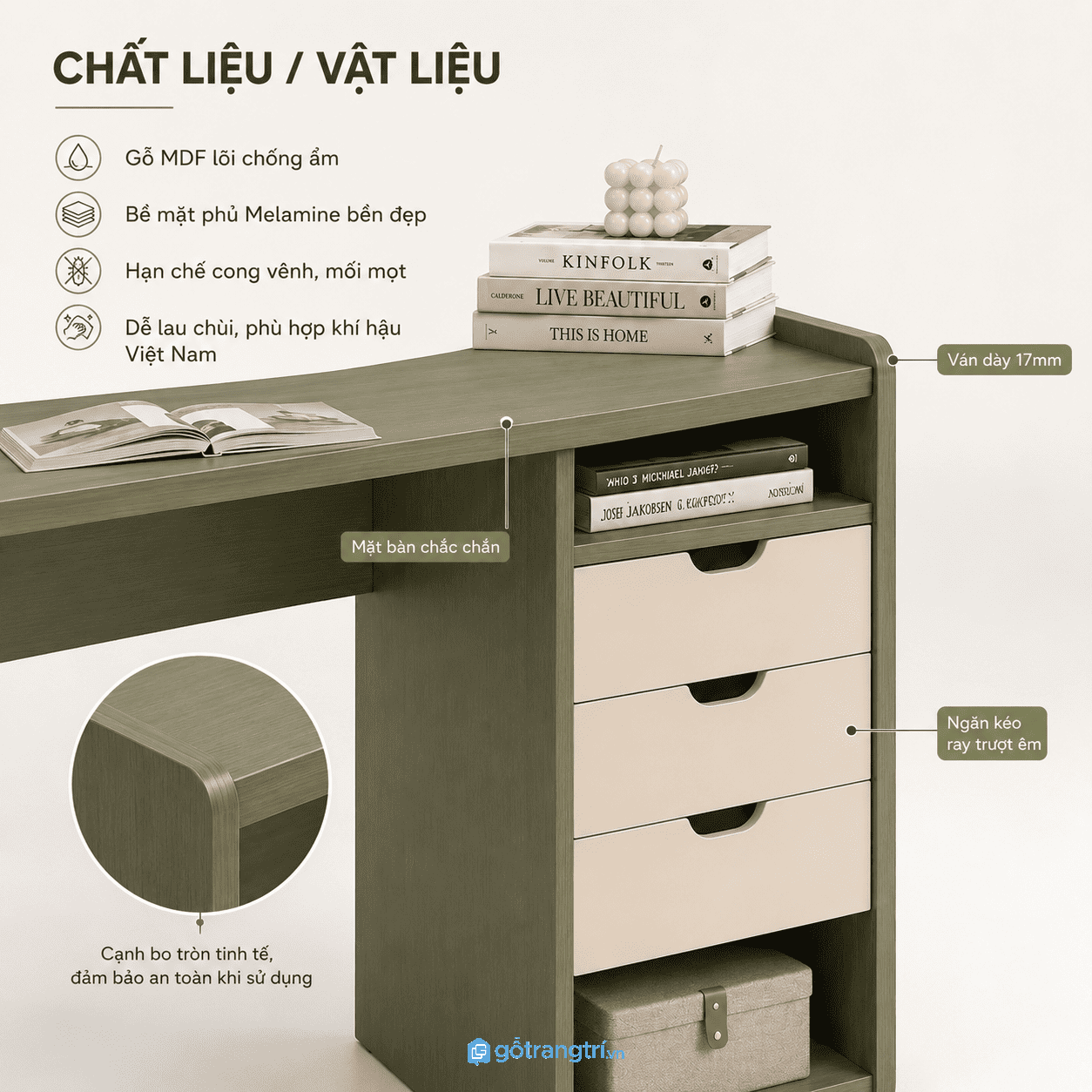 Chất liệu bền đẹp, sử dụng lâu dài