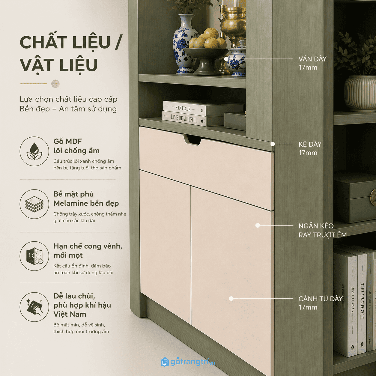 Chất liệu bền đẹp, sử dụng ổn định lâu dài