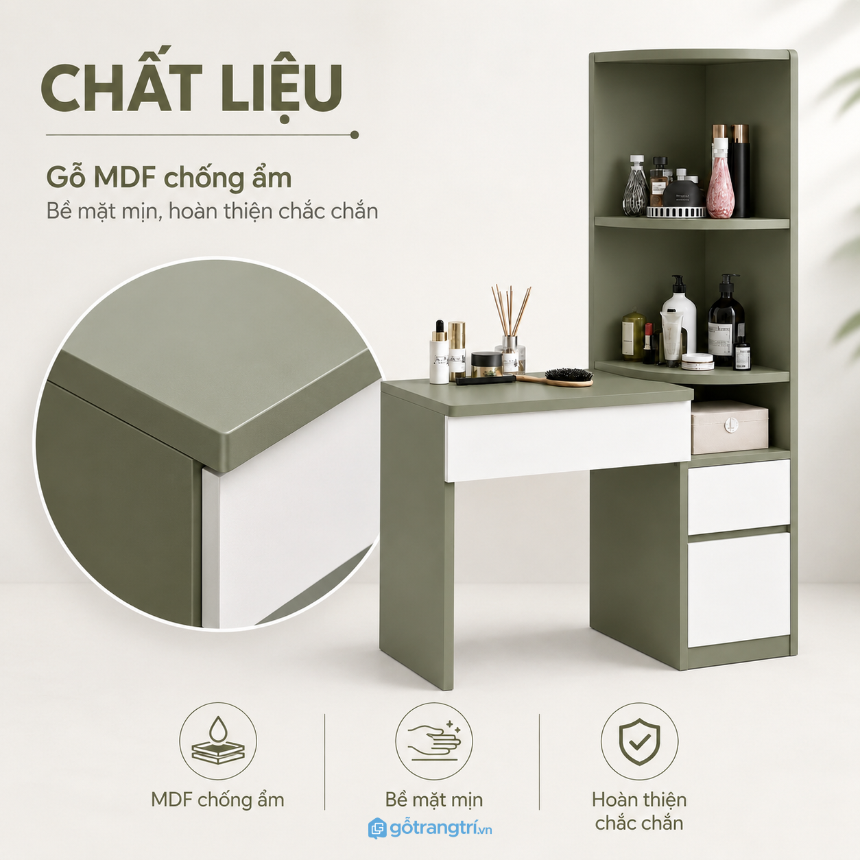 Chất liệu MDF chống ẩm bền đẹp theo thời gian Chất liệu MDF chống ẩm bền đẹp theo thời gian