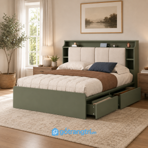 Chi tiết thiết kế Giường ngủ đa năng có ngăn kéo và kệ đầu giường GHS-9016