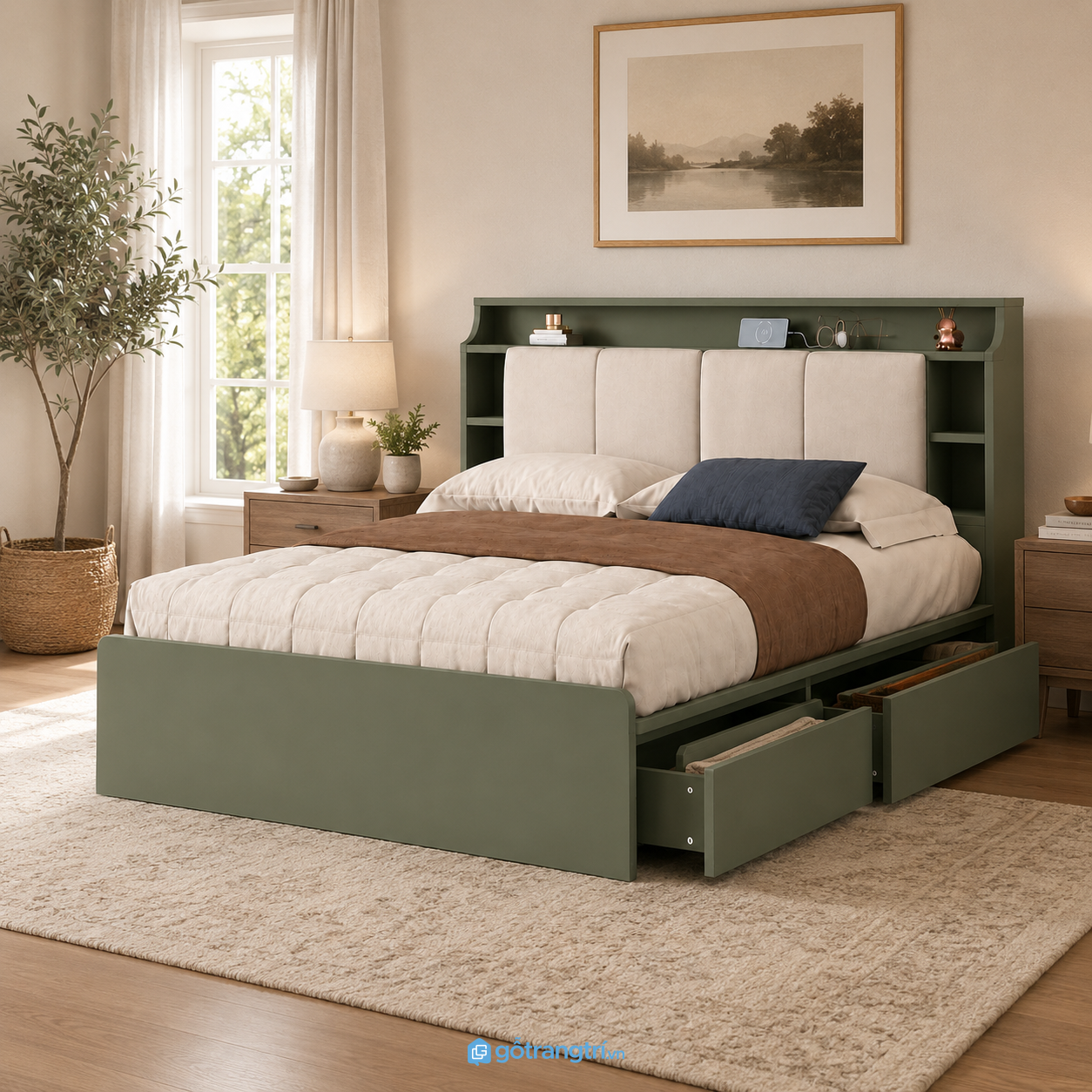 Chi tiết thiết kế Giường ngủ đa năng có ngăn kéo và kệ đầu giường GHS-9016 Chi tiết thiết kế Giường ngủ đa năng có ngăn kéo và kệ đầu giường GHS-9016