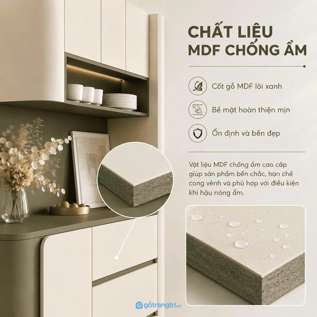 Chi tiết thiết kế Tủ buffet hiện đại kết hợp tủ treo đa năng GHS-5062