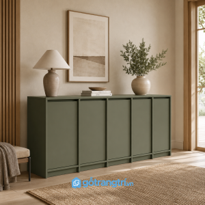 Chi tiết thiết kế Tủ buffet màu xanh olive cánh phẳng hiện đại GHS-5044