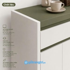 Chi tiết thiết kế Tủ buffet phòng bếp màu trắng xanh hiện đại GHS-5020