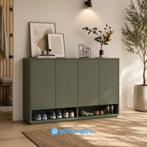 Chi tiết thiết kế Tủ Giày Màu Xanh Olive Cánh Phẳng Hiện Đại GHS-5047